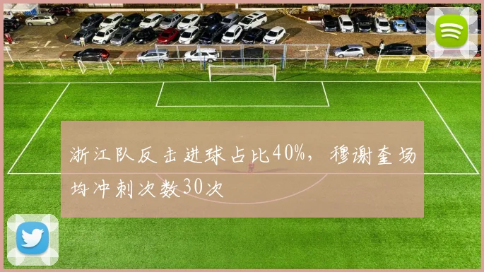 浙江队反击进球占比40%，穆谢奎场均冲刺次数30次